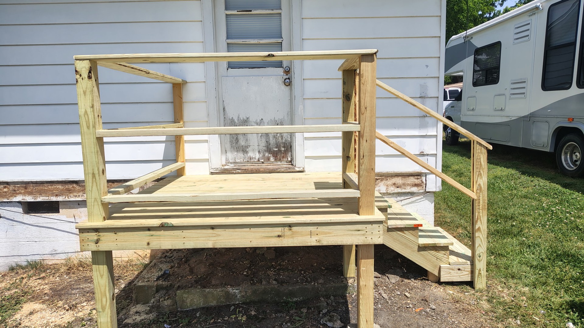 Custom deck build with railing
